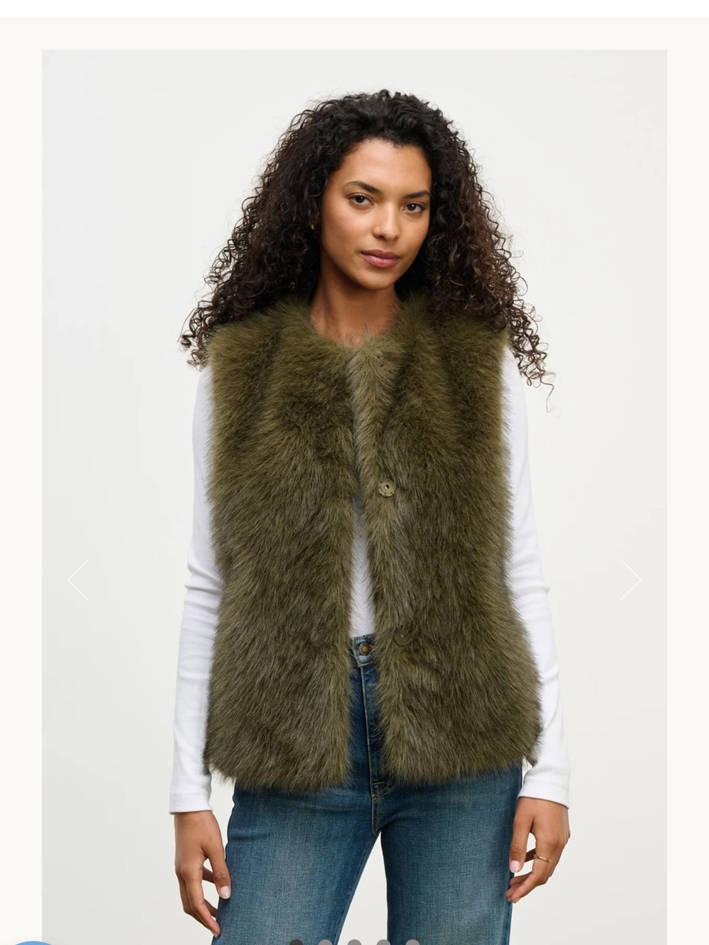 Anastasia Olive Green Faux Fur Vest